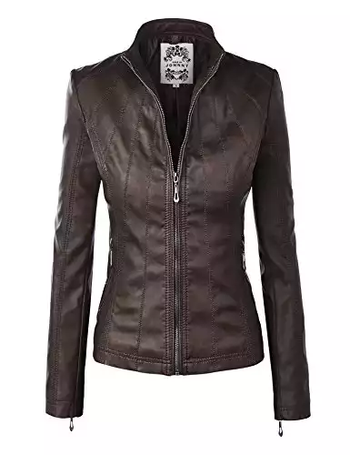 Womens Panelled Faux Leather Moto Jacket