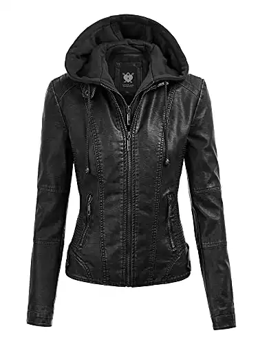 Womens Faux Leather Quilted Motorcycle Jacket
