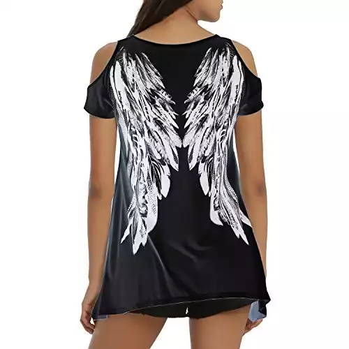 Tulucky Women's Fashion Angel Wing Loose T Shirt